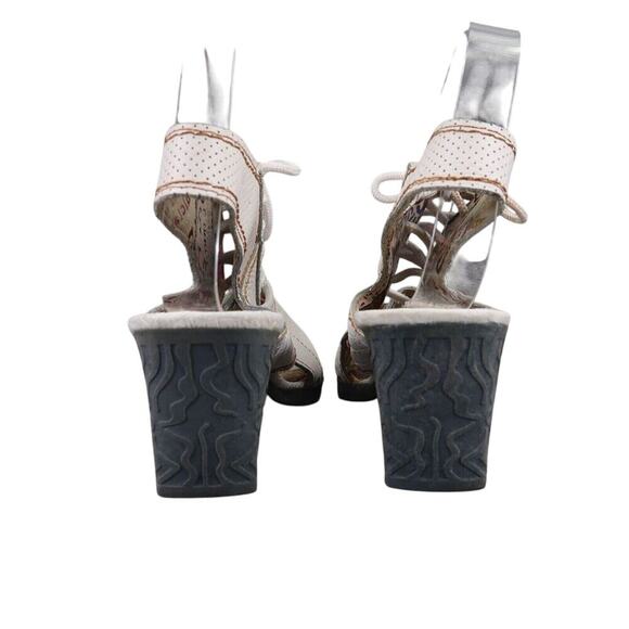 TMA Eyes Shoes Womens 40 Sandal Fashion Lace Up Leather White Block Heel Comfort - Picture 5 of 13